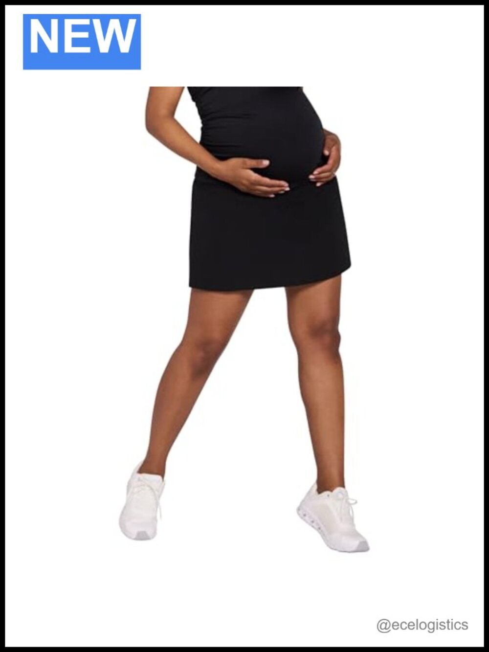 Maternity Tennis Skort with Built-in Shorts Under Belly Athletic Skirt
